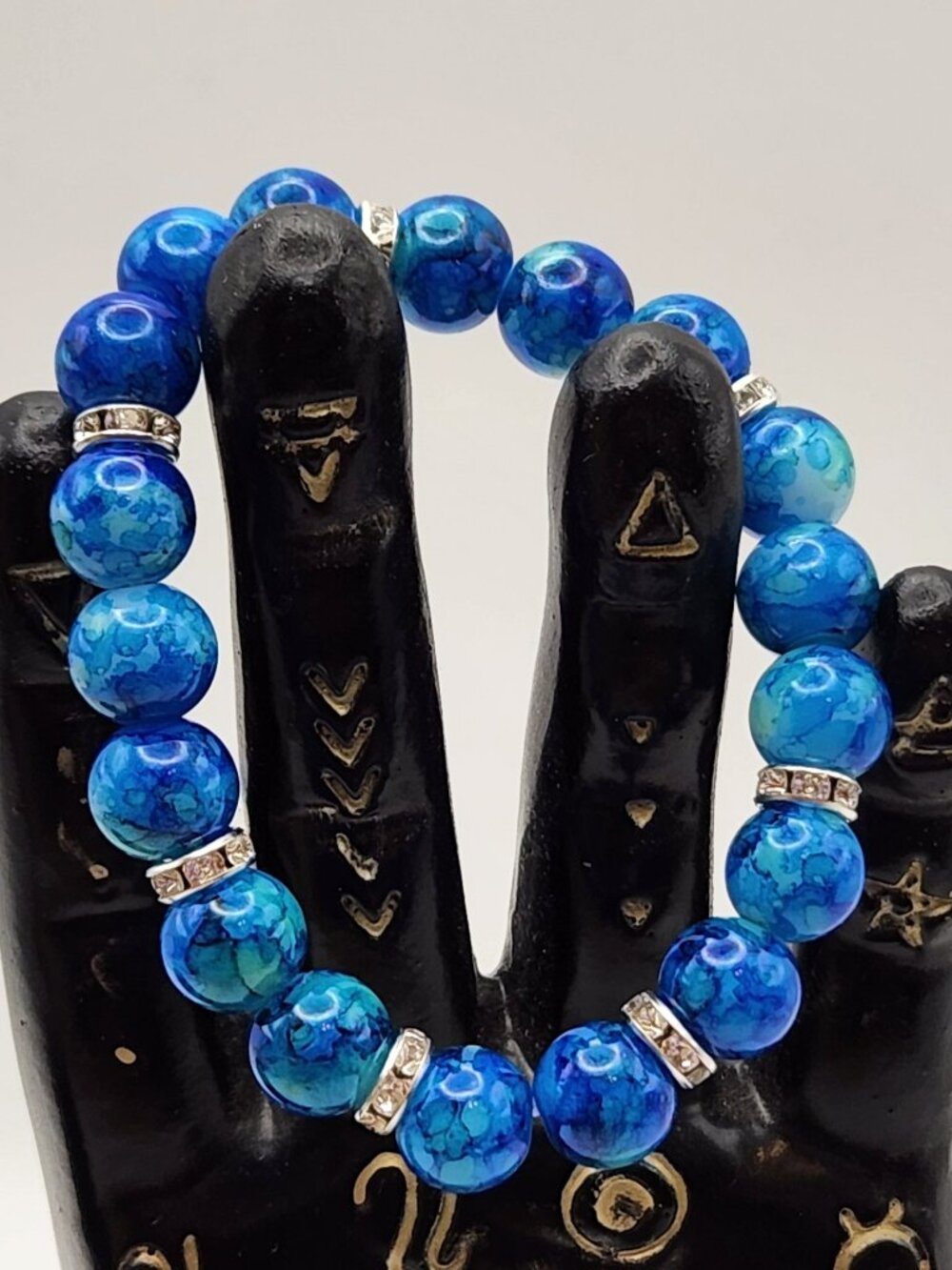 3 for $18 Pretty bracelet multi color blue marbled silver tone hardware NIP
